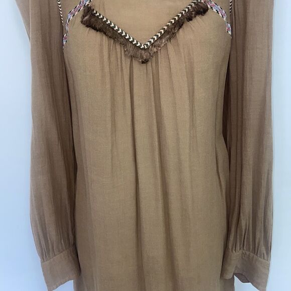Isabel Marant Etoile Dress Tunic Taupe Fringed Bodice Sz Sm Nwot~SM 4… - Picture 3 of 7